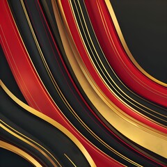 Abstract red and gold waves on transparent background, a vibrant design for logos and banners