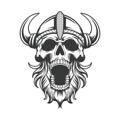 Viking skull headl vector design