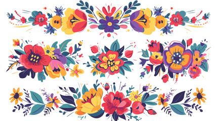 Fototapeta na wymiar Satin stitch embroidery design with flowers. Folk l