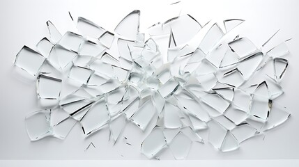 Shattered Glass Effect on White Background: Abstract Concept of Fragility, Impact, and Transformation in Visual Composition