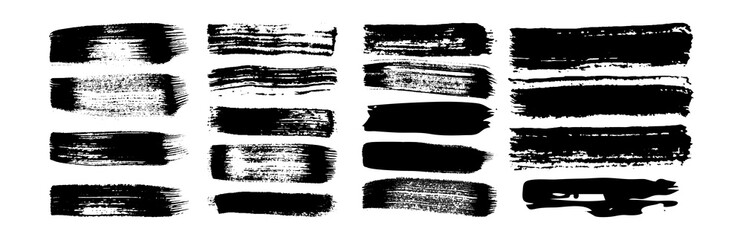 Set of black grunge brush strokes