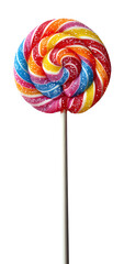 A colorful lollipop with a white stick