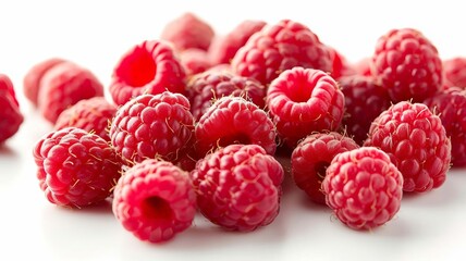 fresh raspberries isolated against background, Generative AI,