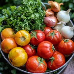 Fresh organic vegetables from the garden