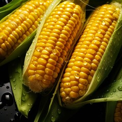 Close-up of yellow corn on the cob with green husks