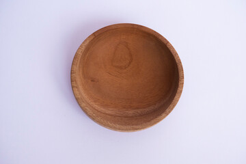 natural brown Wooden bowl with isolated object.