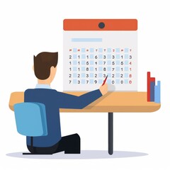 Businessman planning schedule on calendar