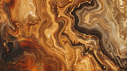 Rich golden swirls weave through dark marbled textures, resembling luxurious natural stone with an...