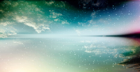 Obraz premium landschaft himmel horizont verlauf linien bewegung hintergrund bunt regenbogen modulation banner