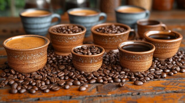 Different Types of Coffee Beans and Cups