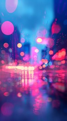 Urban Nightscape: Rain-Soaked City Street