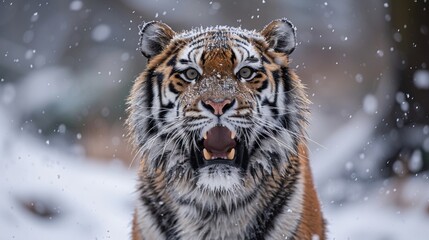 siberian tiger in action of growl