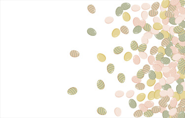 Happy Easter Banner. Pattern of eggs, flowers and twigs. For card, banner, poster, flyer, and web. Spring Festival. Vector illustration