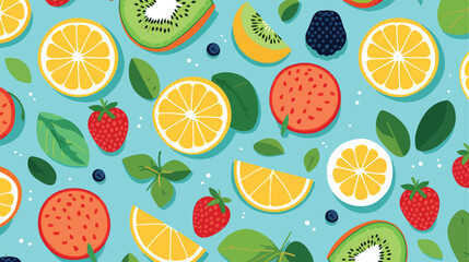 Seamless fruity pattern. Tropical background with s