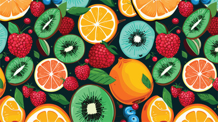 Seamless fruity pattern. Tropical background with s