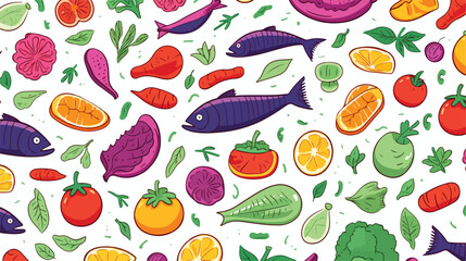 Seamless healthy food pattern. Background design wi