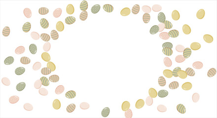 Happy Easter Banner. Pattern of eggs, flowers and twigs. For card, banner, poster, flyer, and web. Spring Festival. Vector illustration