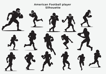 American football player Silhouette vector illustration isolated in white background.