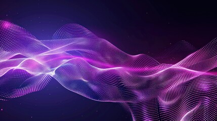 Background of flowing neon waves and shining blue shiny speed lines