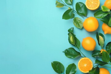 Colorful Array of Citrus Fruits on a Colored Background - Freshness, Healthy Eating, Summer Recipes