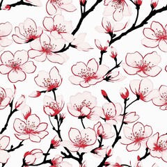 Sakura Cherry Blossom Seamless Pattern Background