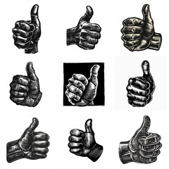 Thumbs Up Grunge Line Art