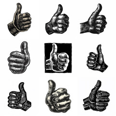 Thumbs Up Grunge Line Art