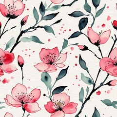 Sakura Cherry Blossom Seamless Pattern Background