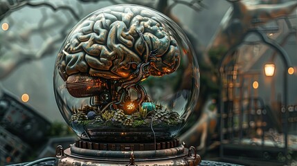 Obraz premium anatomically correct brain device with terrarium
