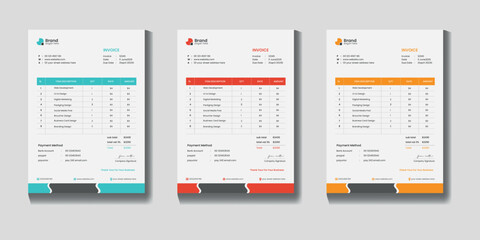 Modern corporate invoice poster bill cover design template