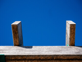 Blue sky and a wood structure 