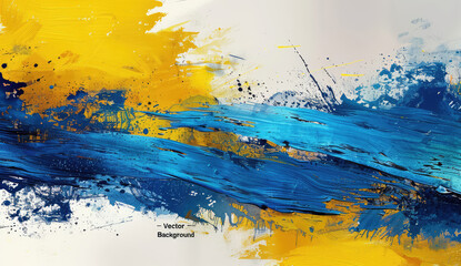 Blue and yellow background with dots, orange wavy lines and splashes of paint, creating an abstract design with the text "GengikugLeo". Created with Ai