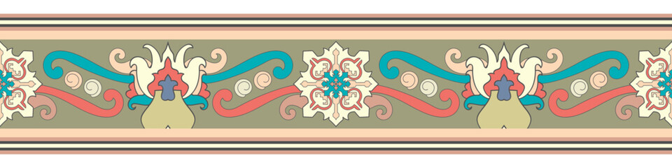 Carpet border, pastel colors, for seamless border printing.
