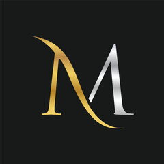 Metal M Letter Logo, alphabet logo design.