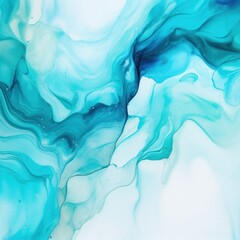 Cyan art abstract paint blots background with alcohol ink colors marble texture blank empty pattern with copy space for product design or text 