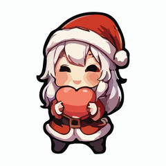 Adorable santa claus anime character full body illustration vector