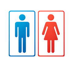 青と赤の男女のトイレのマーク_01