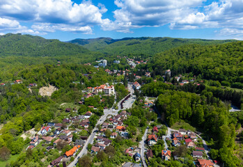 Aerial landscape of the city of Sovata - Romania in summer