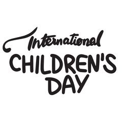 International Children's  Day text banner. Hand drawn vector art.