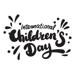 International Children's  Day text banner. Hand drawn vector art.