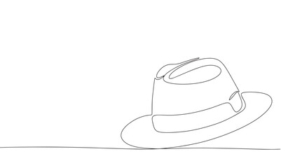 Man hat one line continuous. Classic man hat line art. Hand drawn vector art. 
