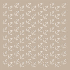 Vector flat sea seamless pattern background. Cute template with anchor