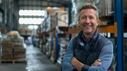 Obraz premium Confident Warehouse Manager Smiling