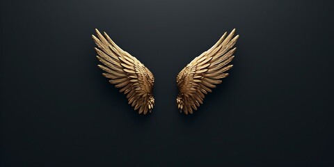 Golden Wings of an Angel Black background,天使の黄金の翼　背景は黒 Generative AI - obrazy, fototapety, plakaty