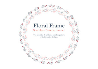 ornamental decorative flower in round frame on white background