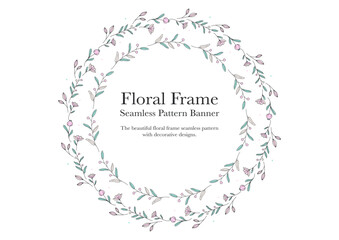 ornamental seamless flower frame banner on white background