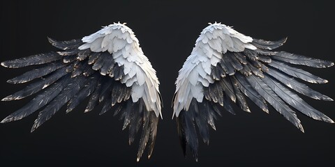 Wings of a fallen angel, black background.堕天使の羽　背景は黒,Generative AI - obrazy, fototapety, plakaty