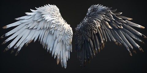 Wings of a fallen angel, black background.堕天使の羽　背景は黒,Generative AI