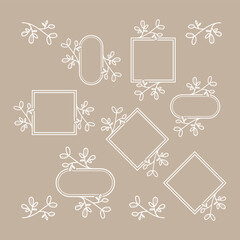 set of hand drawing page dividers borders and arrow, doodle floral design elements