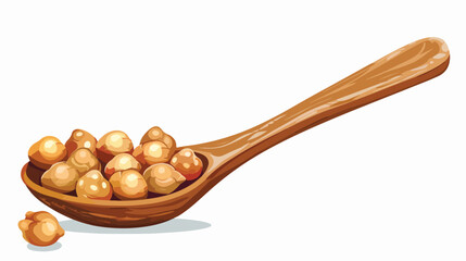 Spoon with dried chickpeas on white background Vector